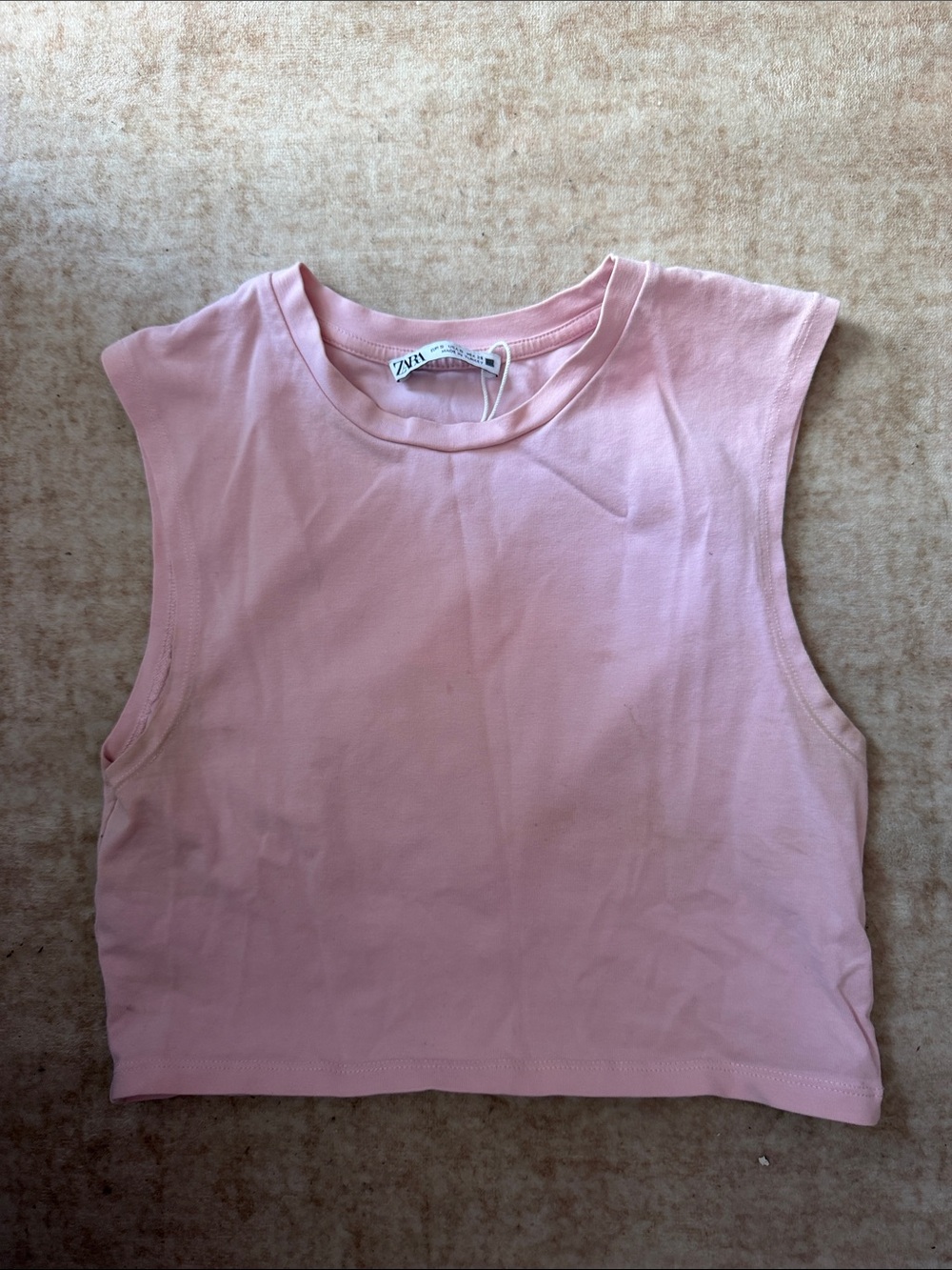 Zara Light Pink Sleeveless Crop Tank